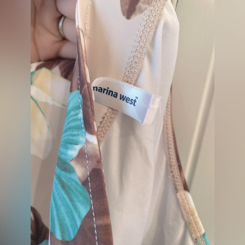 Marina West aqua hibiscus swimsuit, size XL - Picture 4 of 4